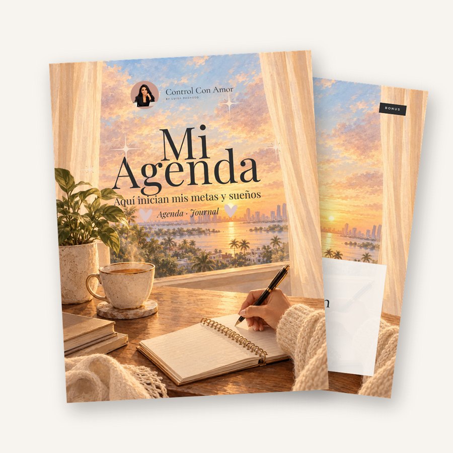 Mi Agenda · Journal de Control Con Amor, portada y guía de impresión